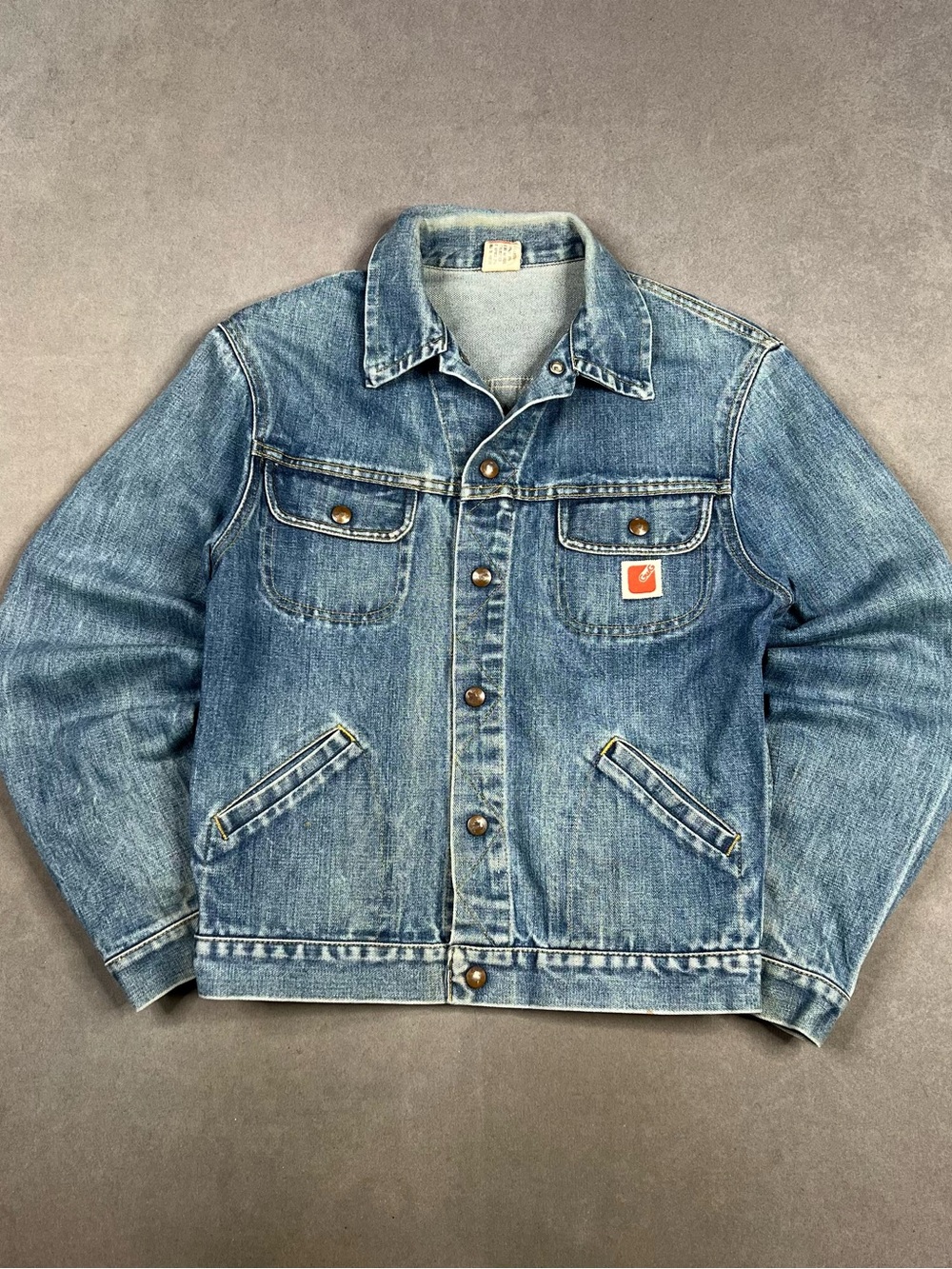 Vintage Denim Jacket by GWG in Light Blue with Orange Patch